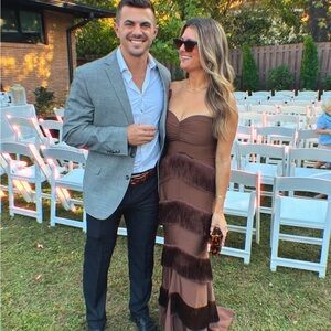 House of Harlow 1960 Hera Fringe Maxi Dress Brown Strapless Dress - Revolve